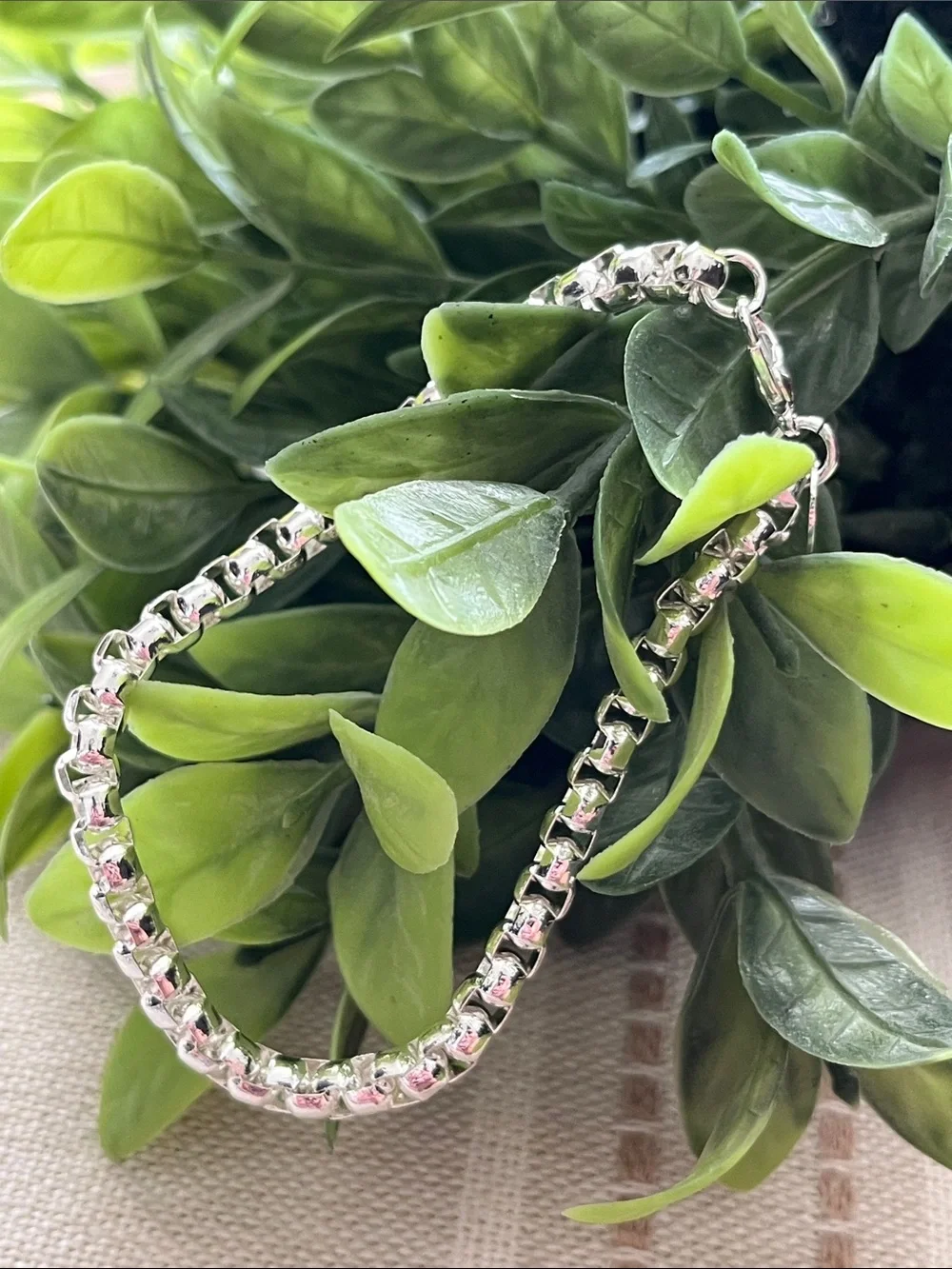 Sterling 925 Silver Chunky Box Chain Bracelet -New-
